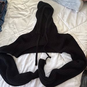 Black Cropped Hoodie